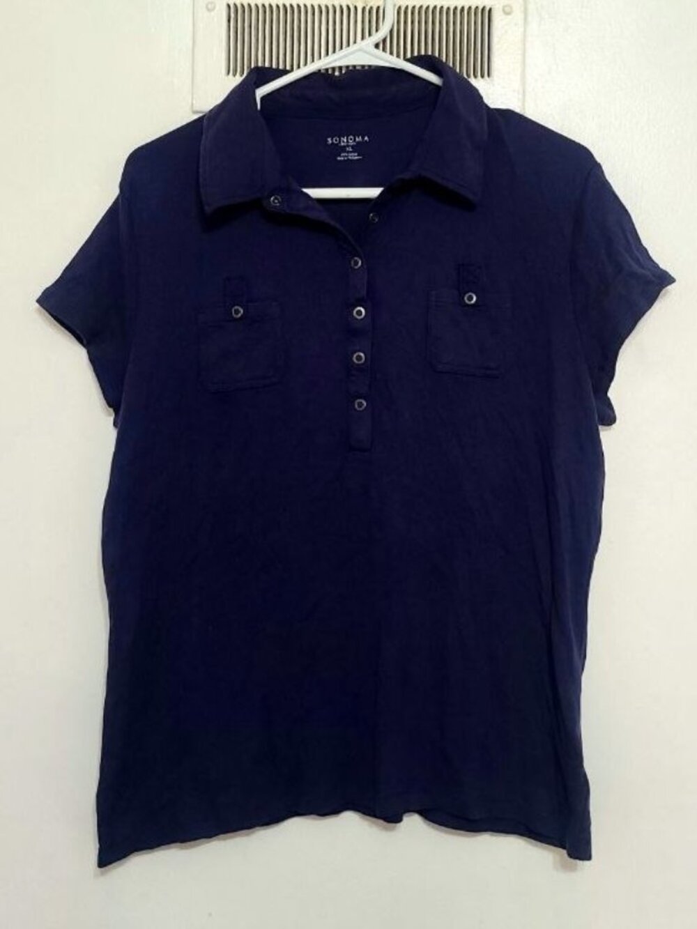 Navy Cotton Button‑Front Shirt
